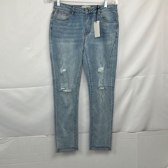 EVIDNT Verona skinny Ankle step hem destroyed jeans size 27 NWT - Picture 1 of 13